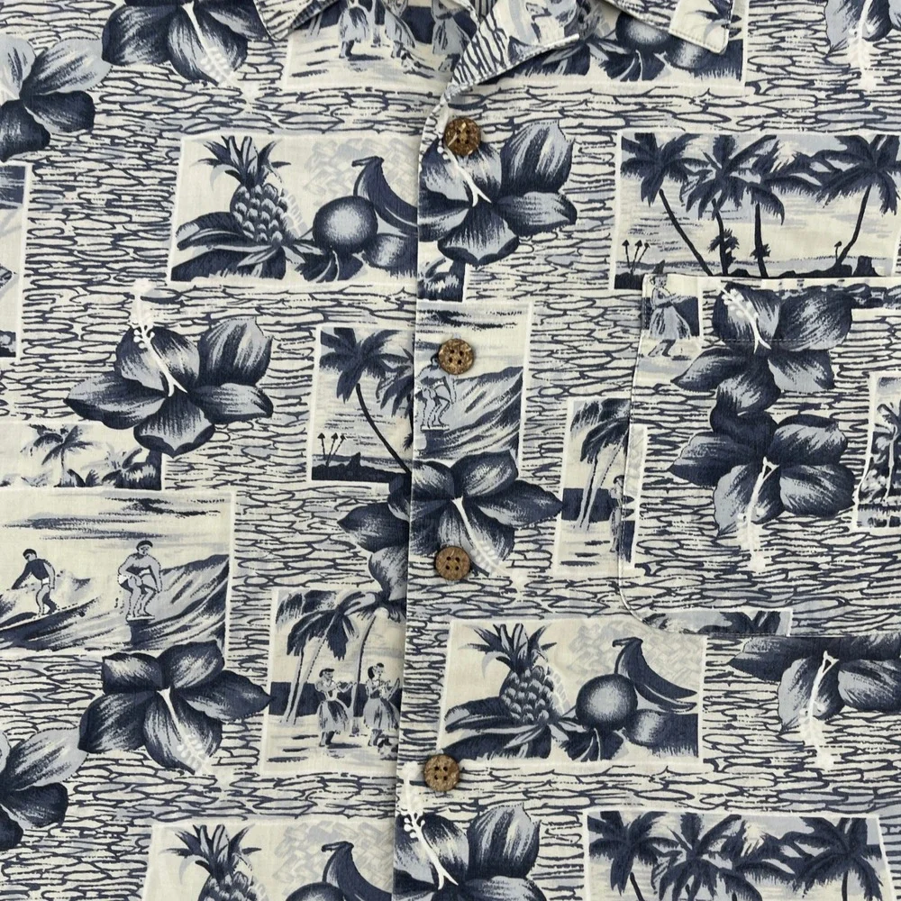 Tommy Bahama Mens Large Hawaiian Shirt Tropical‎ Print Short Sleeve Button Up
